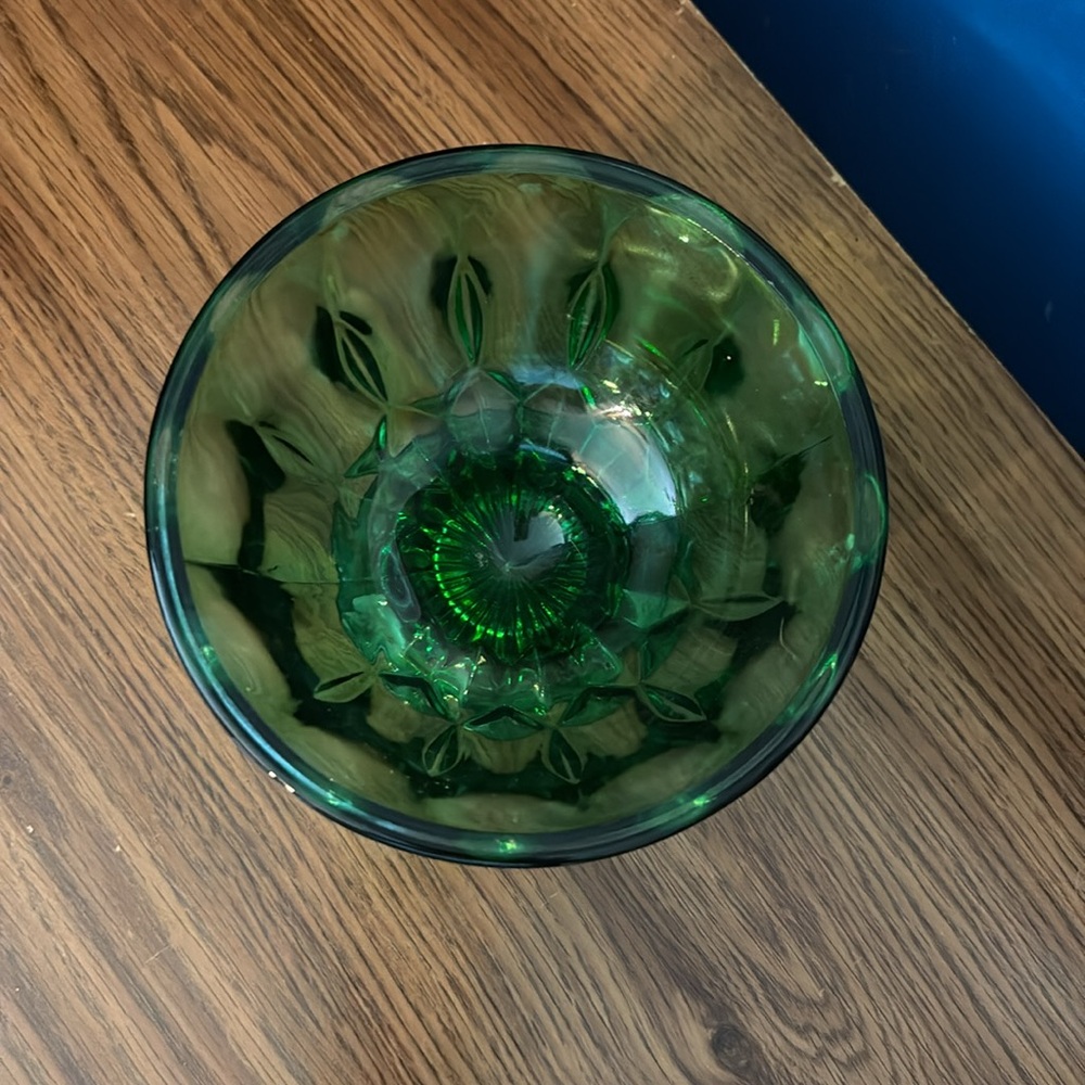 Small Round Green Clear Coffee Table Fruit Bowl Knick Knack Jewelry Ring Holder - Picture 7 of 16